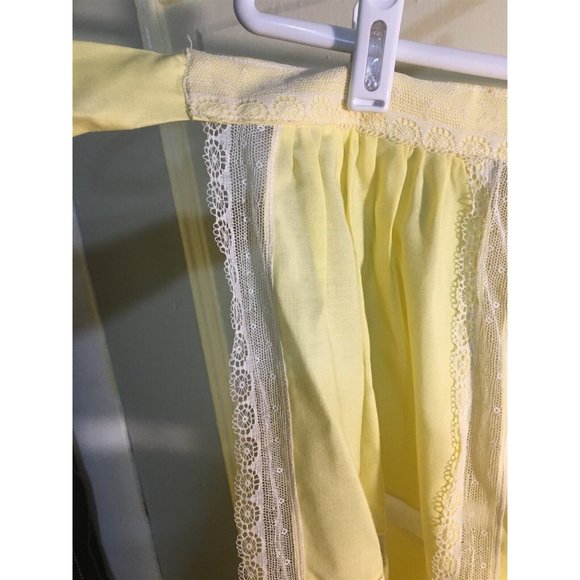 vintage apron yellow lace insert windowpane longer style - Picture 4 of 5